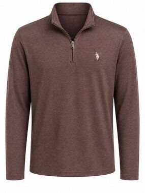 Cotton blend quarter-zip pullover, U.S. Polo Assn., long sleeve, Size L